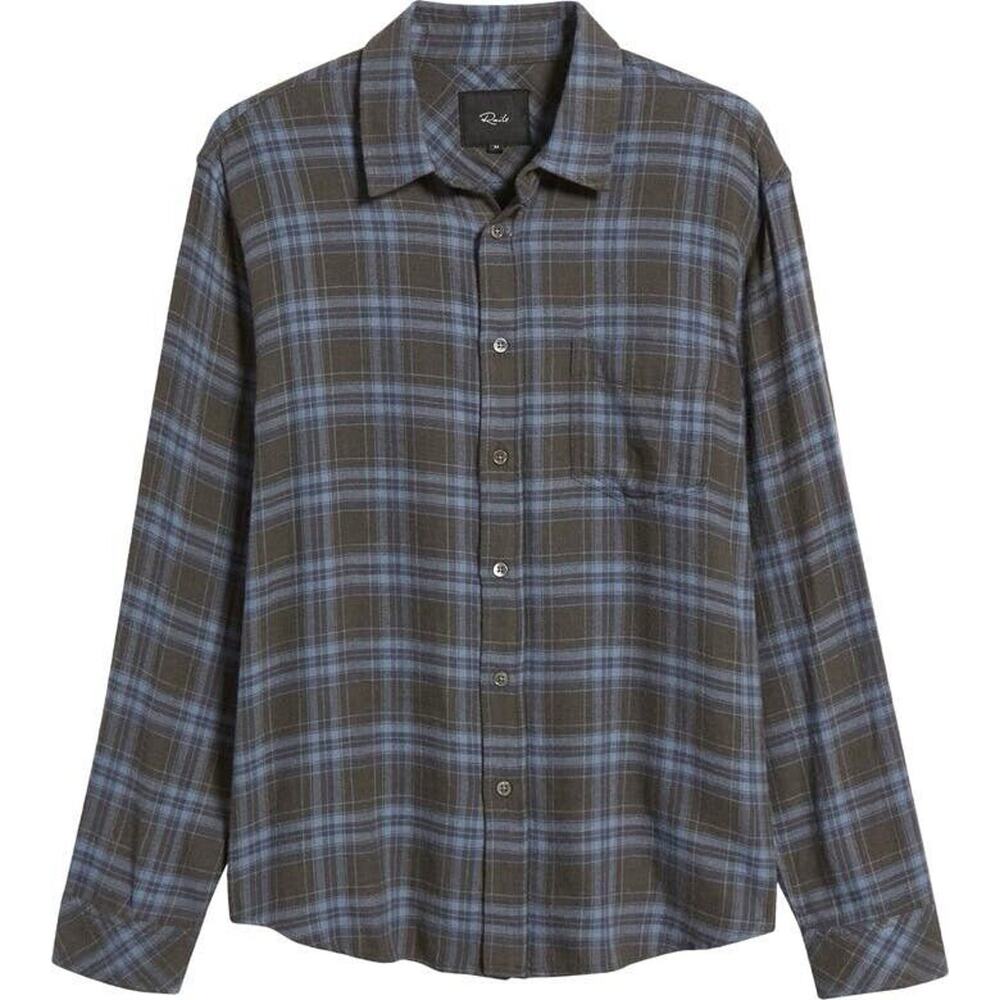 Rails Lennox Relaxed Fit Plaid Flannel Button-Up Shirt Moonlight Cavern
